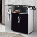 Ver imagem 2 de Balcão Armário com Tábua de Passar Roupa Embutida Braco/preto 2 Portas