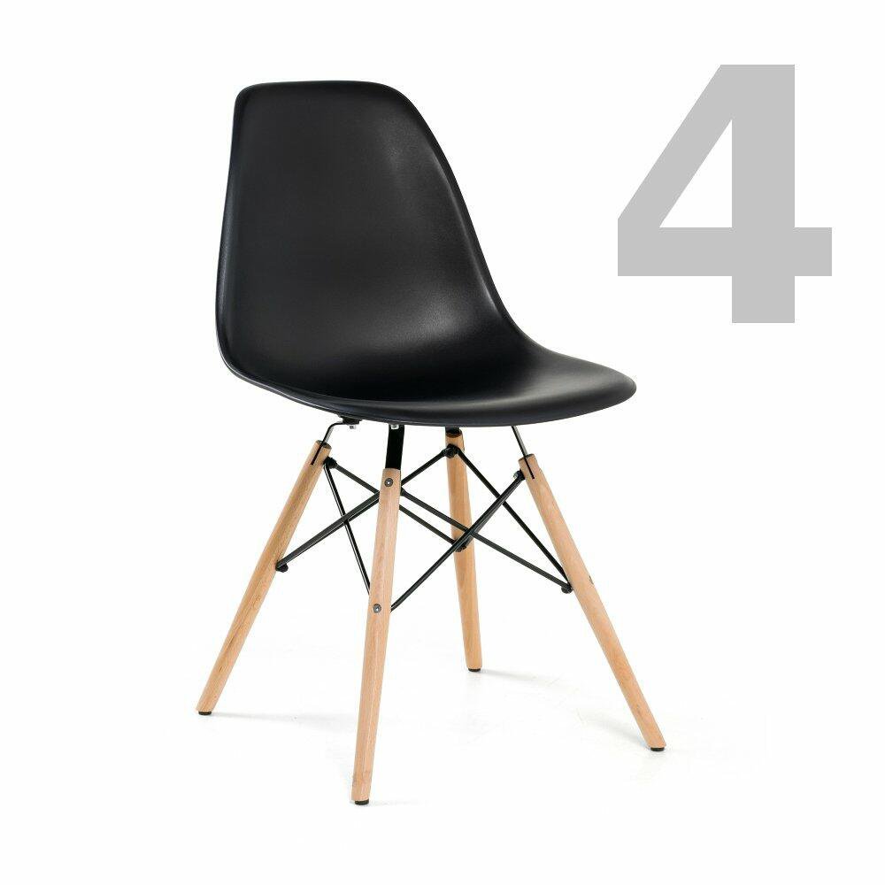 Conjunto Mesa Redonda Belmont 120cm com 4 Cadeiras Pretas Charles Eames Eiffel - 3