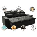 Ver imagem 3 de Sofá 3 Lugares Retrátil e Reclinável 2.00m Cama Inbox Smal com Bordado Pantográfico Suede Cinza