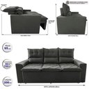 Ver imagem 2 de Sofá 3 Lugares Retrátil e Reclinável 2.00m Cama Inbox Smal com Bordado Pantográfico Suede Cinza