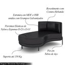 Ver imagem 3 de Sofá Chaise Lado Esquerdo Downey Sala de Estar Pu Preto G15 - Gran Belo