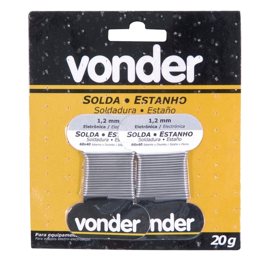 ESTANHO FIO DE SOLDA 1,2MM 60X40 CARTELA COM 2 X 10G VONDER - 1