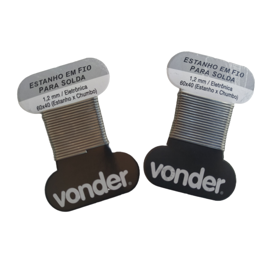 ESTANHO FIO DE SOLDA 1,2MM 60X40 CARTELA COM 2 X 10G VONDER - 5