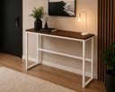 Ver imagem 3 de Mesa Jantar Aparador Bancada Alta Industrial 150x40cm Tampo Marrom Pés Branco