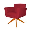 Ver imagem 3 de Poltrona Decorativa Isabela em Tressê Pés Madeira Giratório Suede Vermelho - DS Estofados