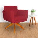 Ver imagem 2 de Poltrona Decorativa Isabela em Tressê Pés Madeira Giratório Suede Vermelho - DS Estofados