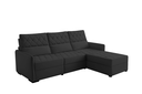 Ver imagem 2 de Sofá Fixo com Puff 3 Lugares Veludo Soft 230cm Conforto Plus Sofisticato - Preto