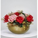 Ver imagem 1 de Arranjo Centro de Mesa Misto Rosas Flores Vermelhas e Vaso