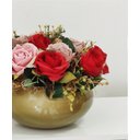 Ver imagem 2 de Arranjo Centro de Mesa Misto Rosas Flores Vermelhas e Vaso