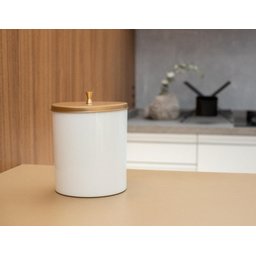 Lixeira Cesto de Lixo 5 Litros para Banheiro Cozinha Piso Bancada Branca com Tampa Aço Inox Dourado - 3