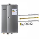 Ver imagem 1 de Aquecedor Rinnai 35,5 Litros 2802 Fec Glp Prata + Kit Ligação de 40cm