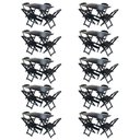 Ver imagem 1 de Kit 10 Conjuntos De Mesa Com 4 Cadeiras De Madeira Dobravel 120X70 Preto - Preto