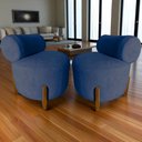 Ver mais imagens de Kit 2 Poltronas Decorativa Mônaco Suede Azul Marinho