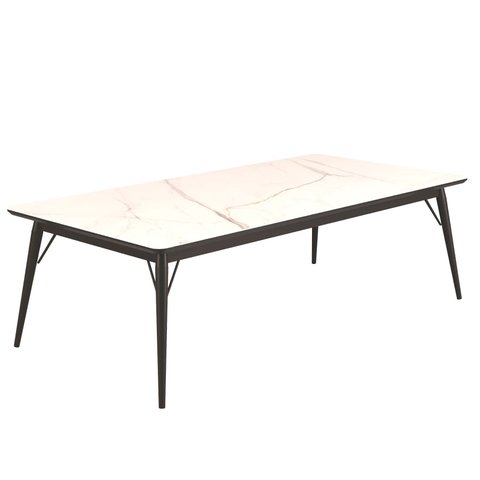 Mesa Jantar Netuno 10 Lugares 240x120 Cm Pés Madeira Metal Vidro Marmorizado Br
