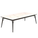 Ver imagem 1 de Mesa Jantar Netuno 10 Lugares 240x120 Cm Pés Madeira Metal Vidro Marmorizado Br
