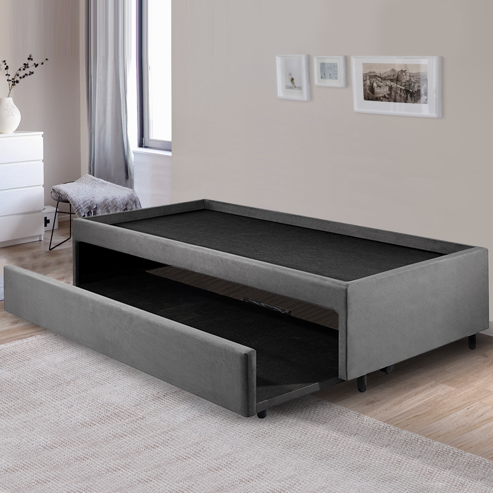 Bicama Box para Dois Colchões Solteiro 88x188 Suede Cinza Menor preço em Bicama Box para Dois Colchões Solteiro 88x188 Suede Cinza