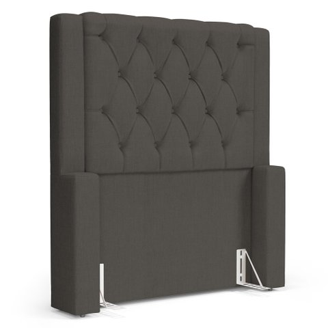 Cabeceira Atena para Cama Box Solteiro 90cm Capitonê com Frame Linho Cacau - Desk Design