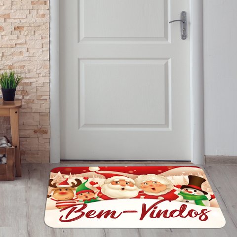 Natal - Tapete Entrada de Porta Capacho Emborrachado Moderno