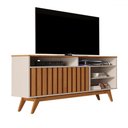 Ver imagem 2 de Rack para Tv até 60 Polegadas Real 2 Portas Ripado Off White/freijó - Giga Móveis