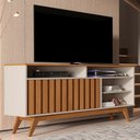 Ver imagem 1 de Rack para Tv até 60 Polegadas Real 2 Portas Ripado Off White/freijó - Giga Móveis
