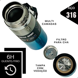 Garrafa Térmica Aço Inox Água Gelada Esportiva Academia - 2