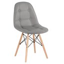 Ver imagem 1 de Kit 16 Cadeiras Estofadas Eames Eiffel Botonê - Base de Madeira Clara - Cinza