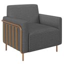 Ver imagem 1 de Poltrona Decorativa para Sala de Estar 79cm Pés Aço Delarma M22 Linho Cinza Escuro - Mpozenato
