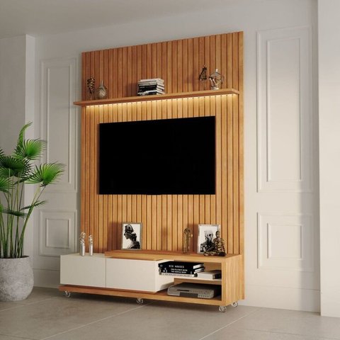 Rack Nobre com Painel Ripado para TV até 75 Polegadas 250CMX184,5cm Evolution