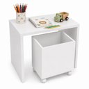 Ver imagem 1 de Mesa Infantil com Baú Organizador Branco com Rodizios Quarto