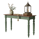 Ver imagem 2 de Aparador / Escrivaninha Giza Verde Kalle Laca com Castanho Envelhecido