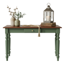 Ver imagem 3 de Aparador / Escrivaninha Giza Verde Kalle Laca com Castanho Envelhecido