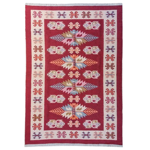 Tapete Sala Kilin Gashgai 200x300 Dupla Face Tribal 1 Red