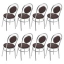 Ver imagem 5 de Conjunto 8 Cadeiras para Cozinha Cromado/Marrom