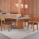 Ver imagem 1 de Mesa de Jantar Eloise 90cm Tampo Mdf 4 Cadeiras Moderna Veludo Marrom/nat/off/serig. Off