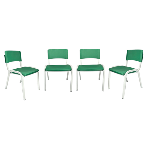 Kit 4 Cadeiras Iso Infantil Verde Musgo Brinquedoteca Escola Igreja Creche Empilhavel