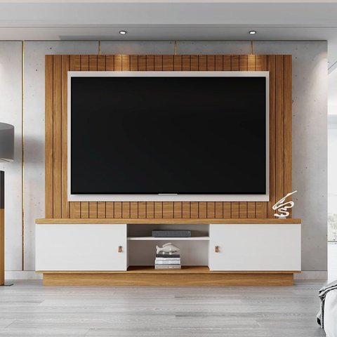 Estante para TV e Home Theater Ripado para TV até 70 Polegadas MDF 201,2CMX185CM Frisado Santos