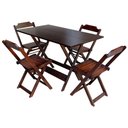 Ver imagem 5 de Kit 3 Conjuntos De Mesa Dobravel Com 4 Cadeiras De Madeira 120X70 Para Restaurante E Bar - Imbuia