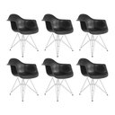 Ver imagem 1 de Kit 6 Poltronas Preta com Braço Daw Ferro Branco Preto