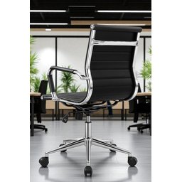 Kit 10 Cadeiras de Escritório Diretor Eames em Couro - Preta - 12