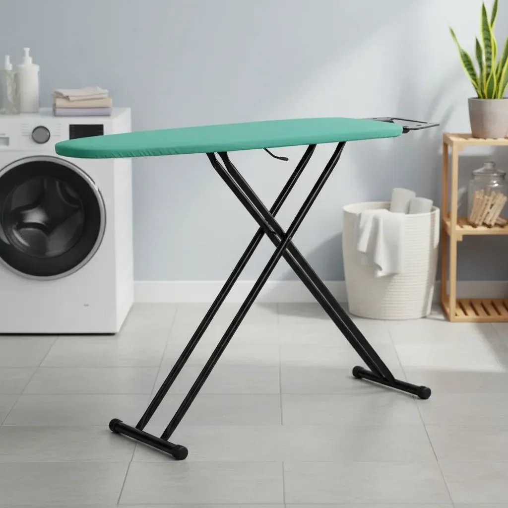 Ver imagem 1 de Tábua de Passar Roupa em Aço com Altura Regulável e Suporte para Ferro Singapura Preto/Verde