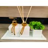 Kit Lavabo 4 Peças Sabonete Difusor Bandeja Vasinho Branco Dourado - 1