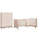 Ver imagem 2 de Quarto de Bebê Berço Evolution + Guarda Roupa 4P + Cômoda 4g Elfe Rosa