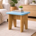 Ver imagem 6 de Banquinho Madeira Mdf Infantil Banqueta Baixo Azul Moderno Banco Compacto Resistente Decoracao
