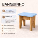 Ver imagem 3 de Banquinho Madeira Mdf Infantil Banqueta Baixo Azul Moderno Banco Compacto Resistente Decoracao