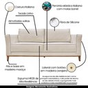 Ver imagem 3 de Sofá Decorativo 3 Lugares 230cm Pés em Madeira Tarantino Linho Pérola - Gran Belo