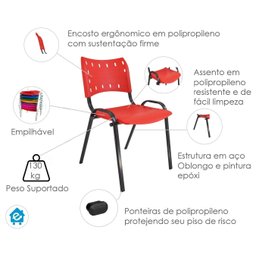 Jogo Mesa Moema Preta com 4 Cadeiras Iso Vermelha Lanchonete Sorveteria - 10