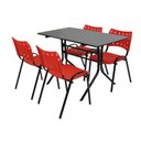 Ver imagem 2 de Jogo Mesa Moema Preta com 4 Cadeiras Iso Vermelha Lanchonete Sorveteria