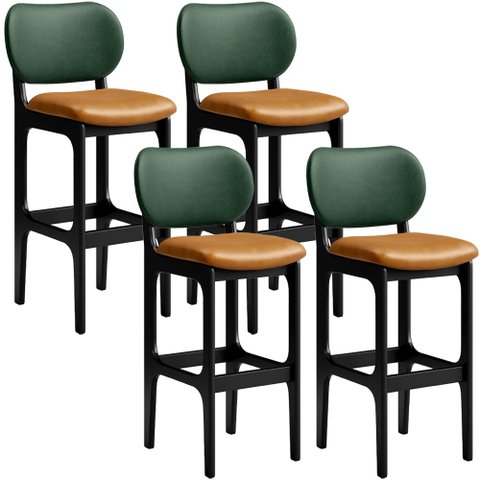 Kit 4 Banquetas Alta Bar Cozinha Jantar Betta L02 Preto Couríssimo Whisky Facto Verde - Lyam Decor