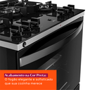 Ver imagem 2 de Fogão Brastemp 5 Bocas Preto com Mesa de Vidro, Função Air Fryer e Turbo Chama - Bfs5lae 220v