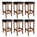 Ver imagem 1 de Kit 6 Banquetas Alta Barcelona para Bancada 74 cm Madeira Maciça Suede Preto CCS
